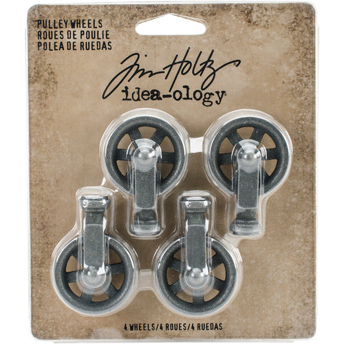 Idea-Ology Metal Mini Pulley Wheels 4/Pkg