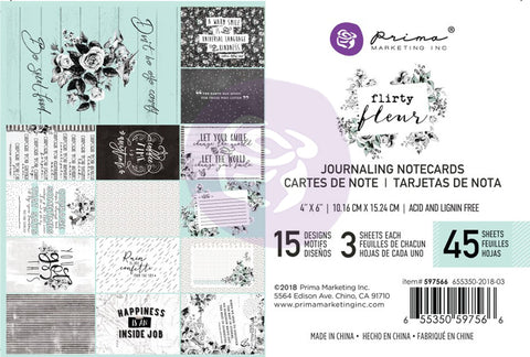 Prima Marketing Flirty Fleur Journaling Cards 4"X6" 45/Pkg