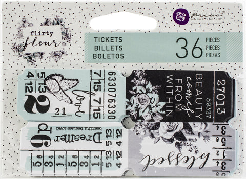 Prima Marketing Flirty Fleur Die-Cut Paper Tickets 36/Pkg