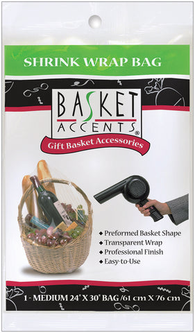 Basket Accents Shrink Wrap Bag Medium 24&quot;X30&quot; 1/Pkg
