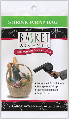 Basket Accents Shrink Wrap Bag Large 30&quot;X30&quot; 1/Pkg