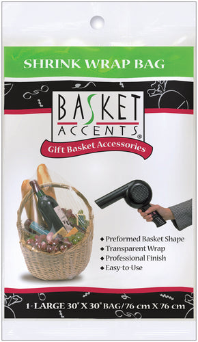 Basket Accents Shrink Wrap Bag Large 30&quot;X30&quot; 1/Pkg