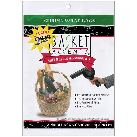 Basket Accents Shrink Wrap Bags Small 18&quot;X30&quot; 2/Pkg