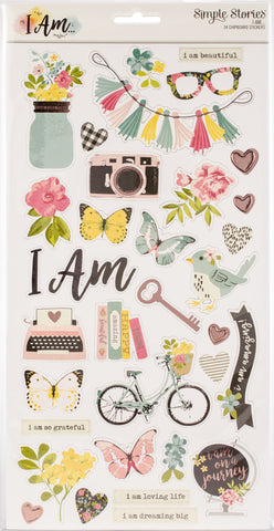 I Am Chipboard Stickers 6"X12"