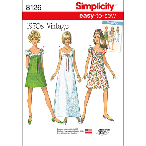 Simplicity Easy-To-Sew Misses 1970S Vintage Dress