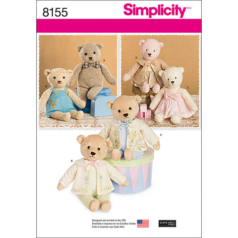Simplicity Stuffed Bears With Clothes
