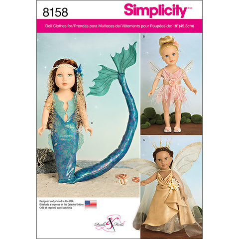 Simplicity Fantasy Costumes For 18" Dolls