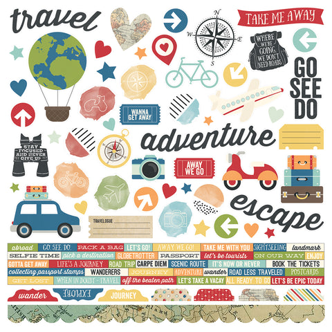 Travel Notes Cardstock Stickers 12"X12"