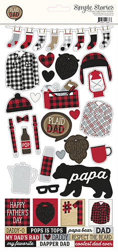 Simple Sets Plaid Dad Cardstock Stickers 6"X12"