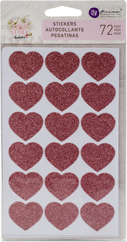 Prima Marketing Love Story Heart Stickers 4"X7" 4/Pkg
