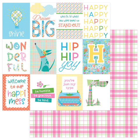 Mad 4 Plaid Happy Double-Sided Cardstock 12"X12"