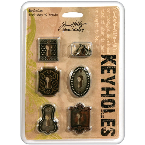 Idea-Ology Metal Keyholes W/Brads .75"X1" To 1"X1.5" 5/Pkg