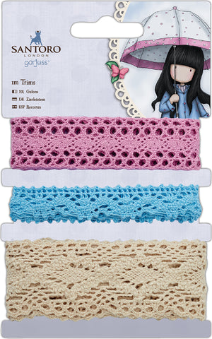DoCrafts Santoro's Gorjuss Crochet Lace Trim 3/Pkg