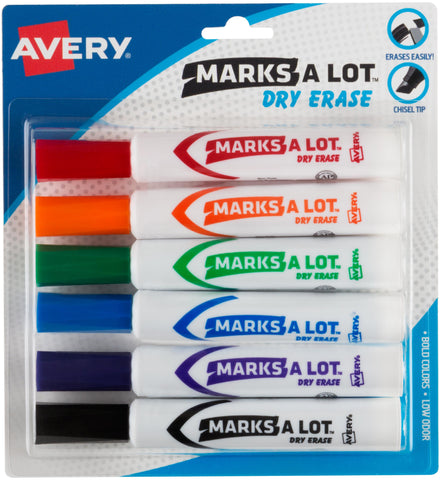 Avery Marks-A-Lot Desk-Style Dry Erase Markers 6/Pkg