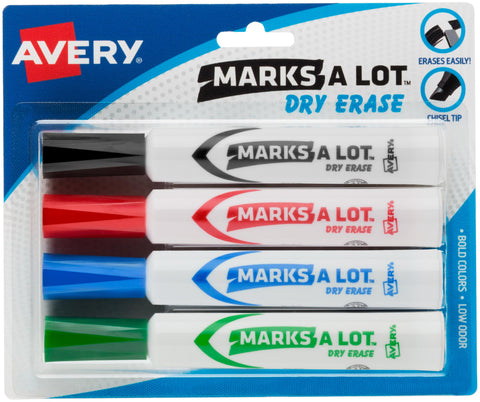 Avery Marks-A-Lot Desk-Style Dry Erase Markers 4/Pkg
