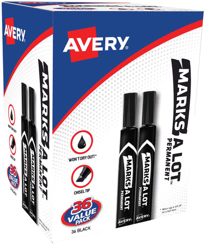 Avery Marks-A-Lot Desk-Style Permanent Markers 36/Pkg