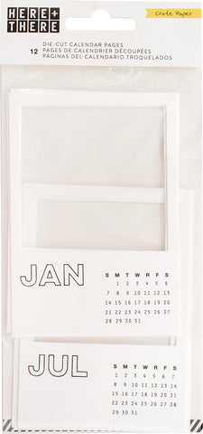 Here & There Die-Cut Calendar Pages 12/Pkg