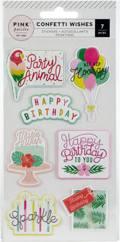 Confetti Wishes Embossed Puffy Stickers