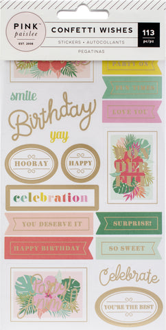 Confetti Wishes 4-Page Sticker Book