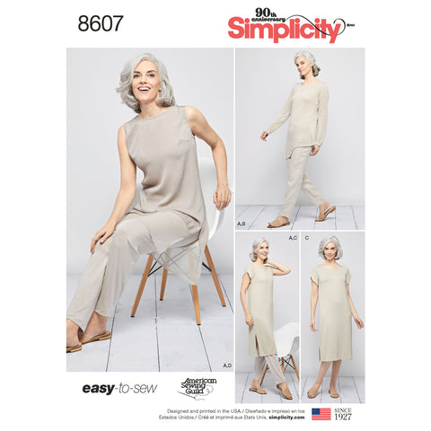Simplicity Easy-To-Sew Misses Pull-On Pants Dress & Tunics
