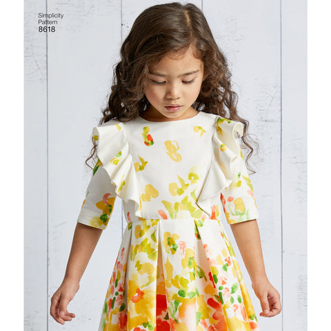 Simplicity Girls Dress With Ruffle & Fabric Variations