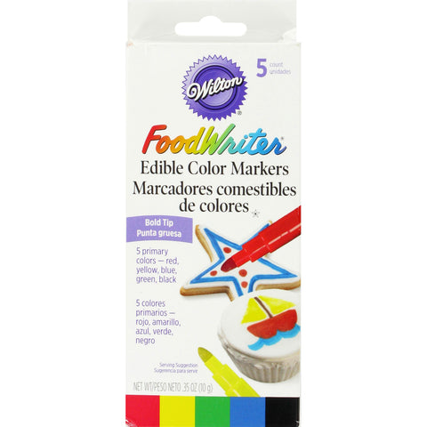 Food Writer Bold Tip Edible Color Markers .35oz 5/Pkg
