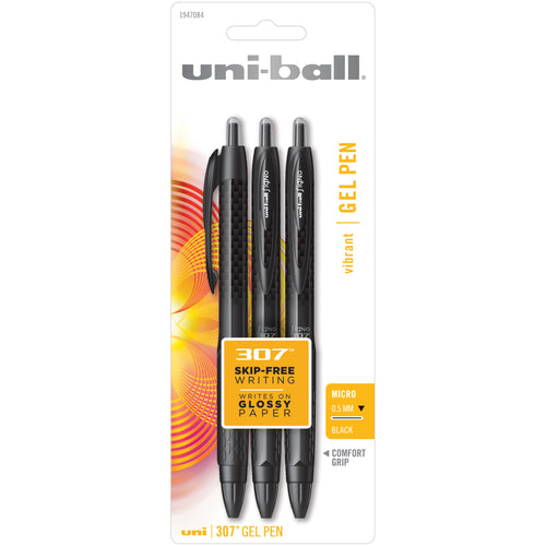 Uni-Ball 307 Retractable Gel Pen .5mm 3/Pkg