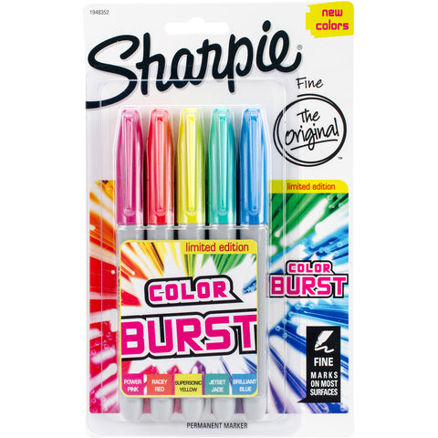Sharpie Color Burst Fine Permanent Markers 5/Pkg