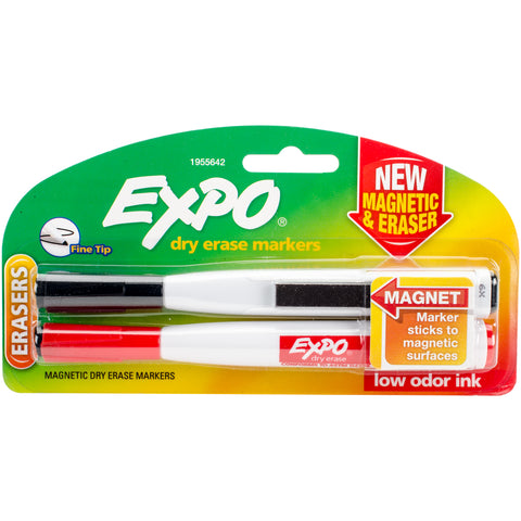 Expo Magnetic Dry Erase Fine Marker With Eraser 2/Pkg