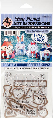 Art Impressions Critter Cups Stamp &amp; Die Set
