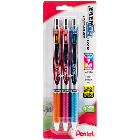 Pentel EnerGel RTX Retractable Liquid Gel Pen .7mm 3/Pkg