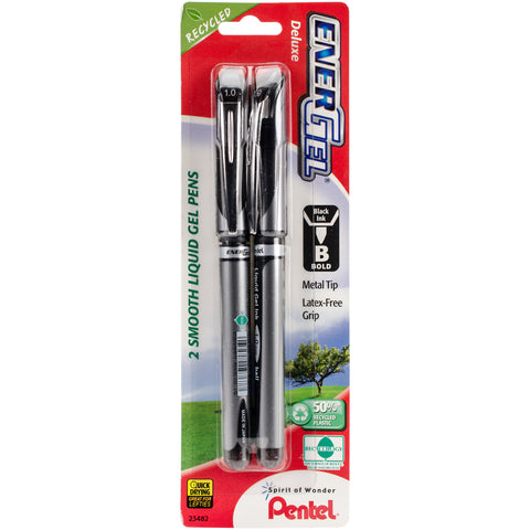 Pentel EnerGel Deluxe Roller Ball Liquid Gel Pen 1.0mm 2/Pkg