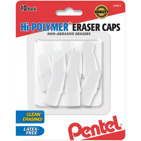 Hi-Polymer Cap Erasers 10/Pkg