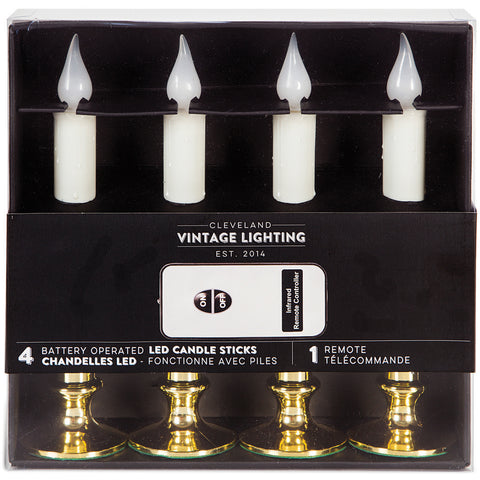 Battery Operated LED Candlesticks W/Remote 9&quot; 4/Pkg