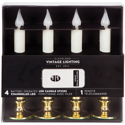 Battery Operated LED Candlesticks W/Remote 9&quot; 4/Pkg