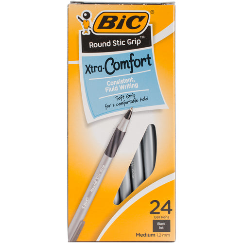 BIC Round Stic Grip Xtra Comfort Ballpoint Pens 24/Pkg