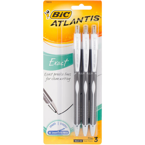 BIC Atlantis Exact Pens 3/Pkg
