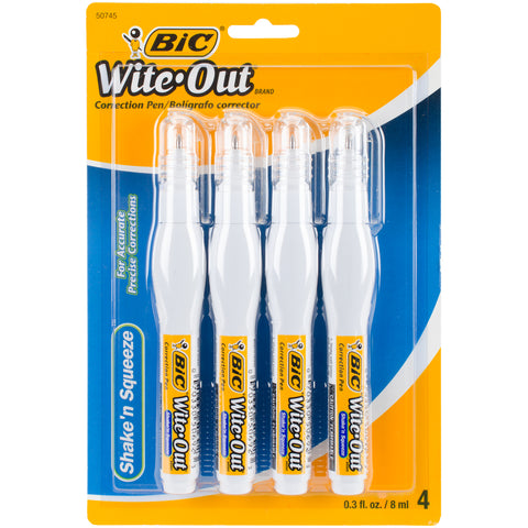 BIC Wite-Out Shake'n Squeeze Correction Pen 4/Pkg