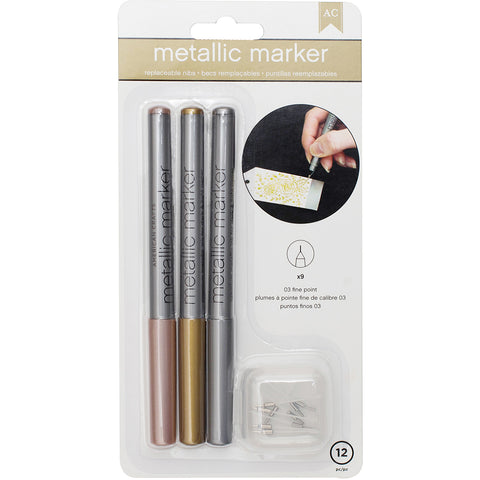 Metallic Markers Fine Point 3/Pkg
