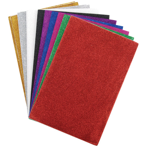 Glitter Sticky Back Foam Sheets 6"X9" 12/Pkg