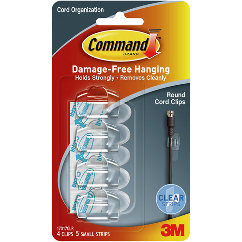 Command Round Cord Clip 4/Pkg