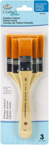 Crafter's Choice Gold Taklon Large Flat Brush Variety Set