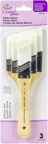 Crafter's Choice White Taklon Large Angle Brush Variety Set