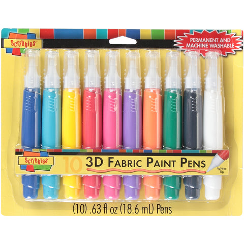 Scribbles 3D Fabric Paint Pens 10/Pkg