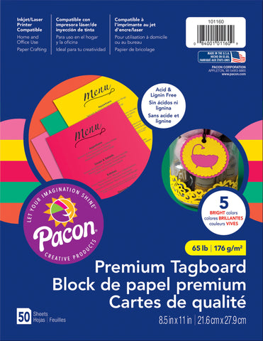 Pacon Premium Tagboard Paper 8.5"X11" 50 Sheets/Pkg