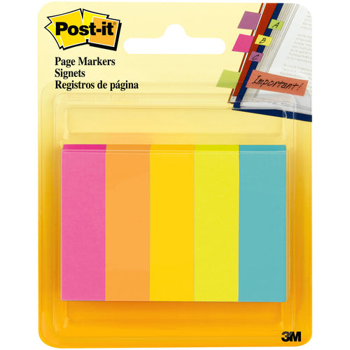 Post-It Page Markers .5"X1.75" 5/Pkg