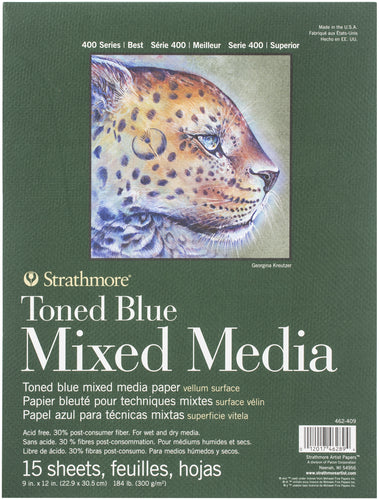 Strathmore 400 Series Mixed Media Pad - Tone Blue 9"X12"