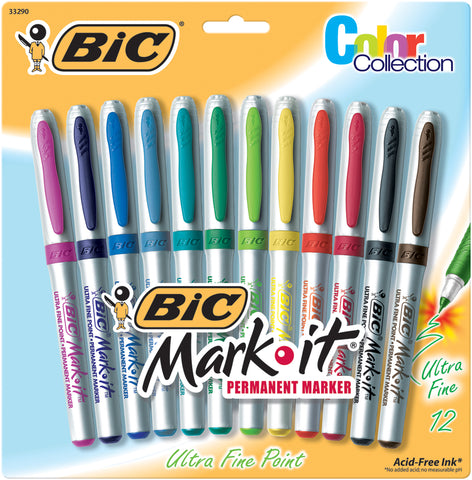 BIC Mark-It Ultra Fine Point Permanent Markers 12/Pkg