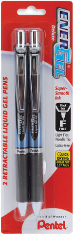 Pentel EnerGel Deluxe Retractable Liquid Gel Pen .5mm 2/Pkg