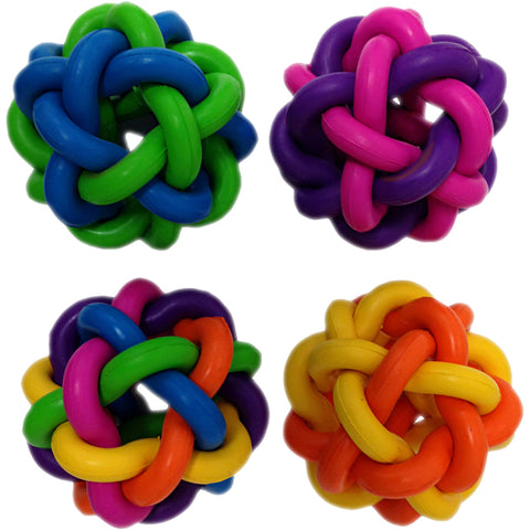Multipet Nobbly Wobble Interwoven Ball With Bell 2pk 1.75"Ea